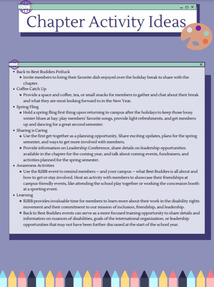Chapter Activity Ideas